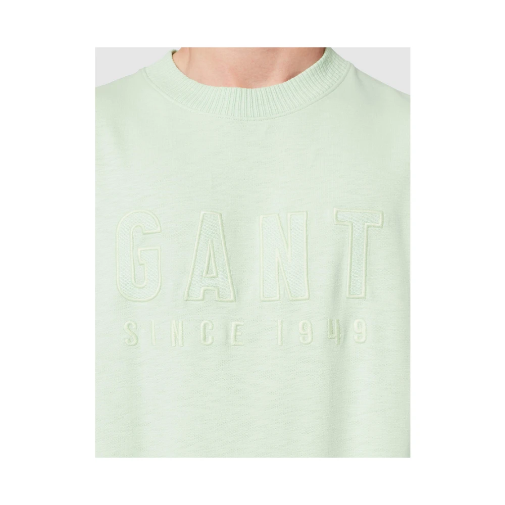 Gant Tonal Logo Sweat C-Neck Pullover Green Heren