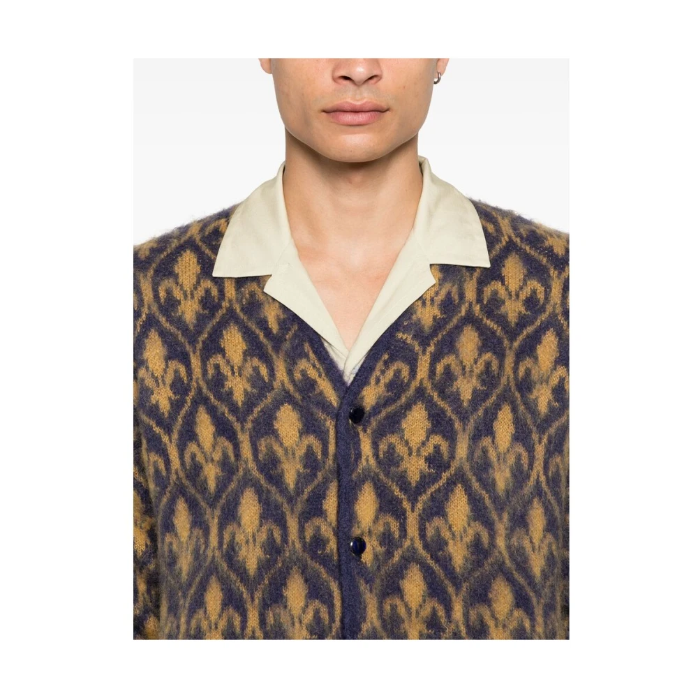 Needles Mohair Blend Jacquard V-Neck Sweater Multicolor Heren