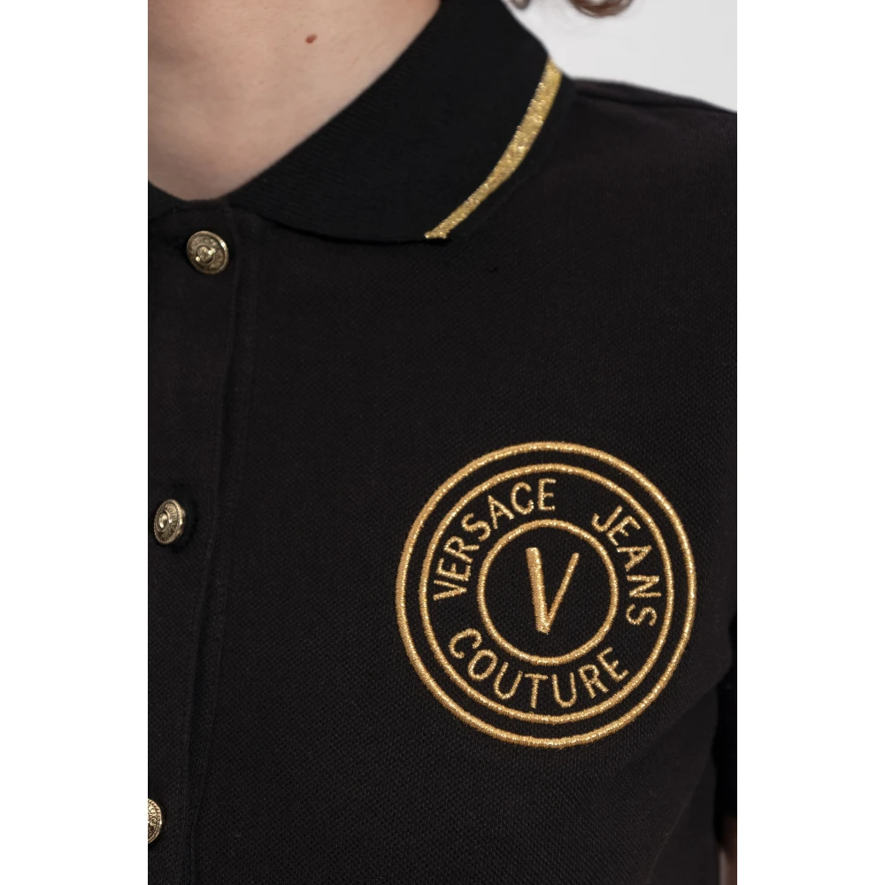 Versace Jeans Couture Jurk met geborduurd logo Black Dames