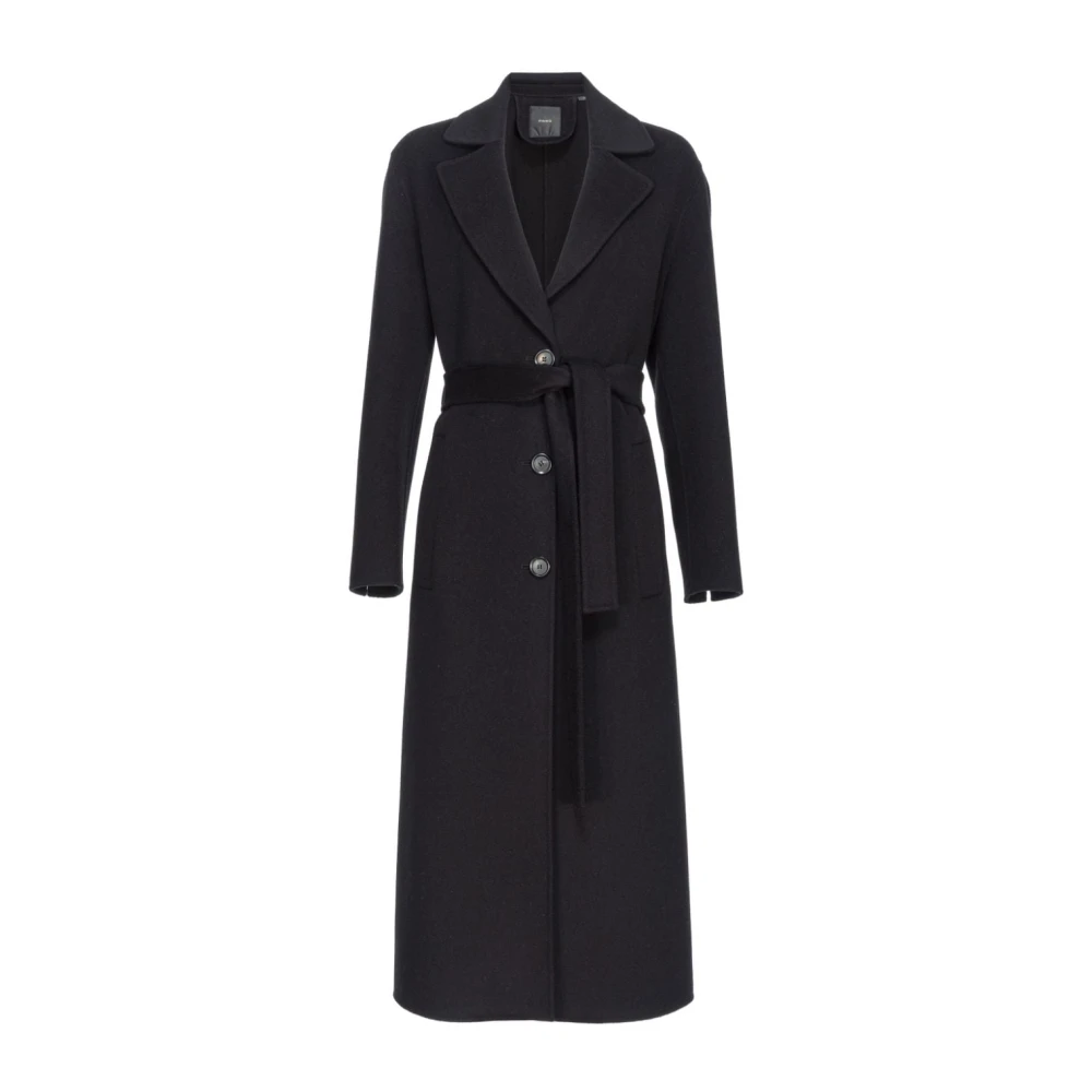 Pinko Zwarte wollen jas met ceintuur Black Dames
