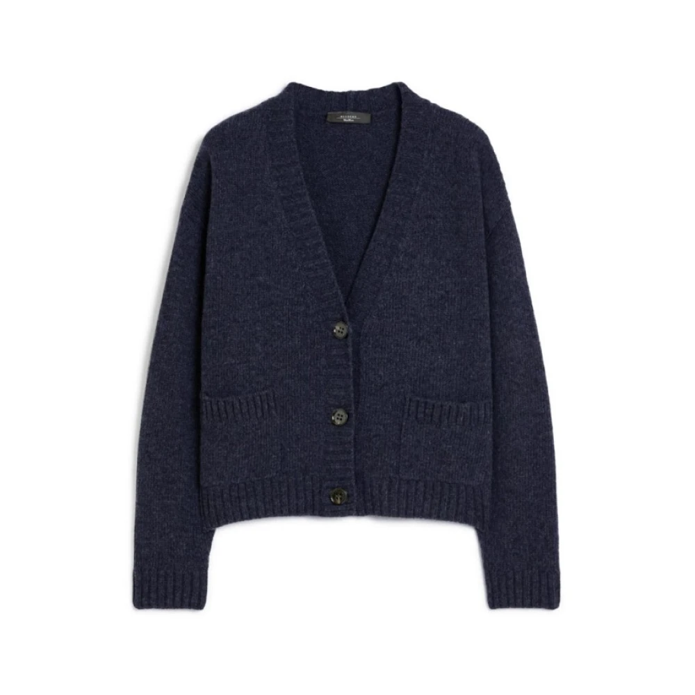 Max Mara Weekend Blauwe Wollen Vest met V-Hals Blue Dames