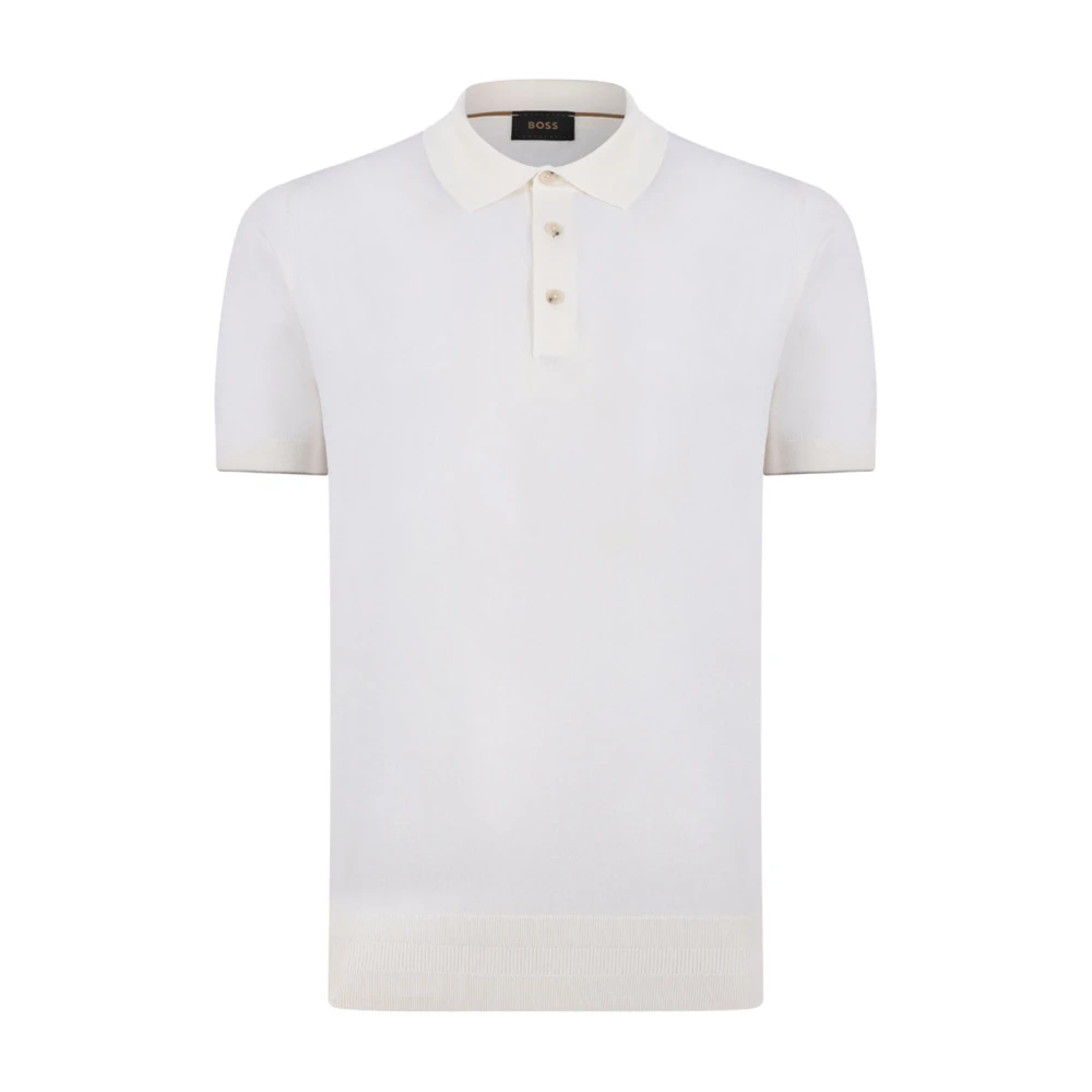 Boss White Open-Collar Polo Shirt - Male - Round-Neck Knitwear - Xl - Knitwear