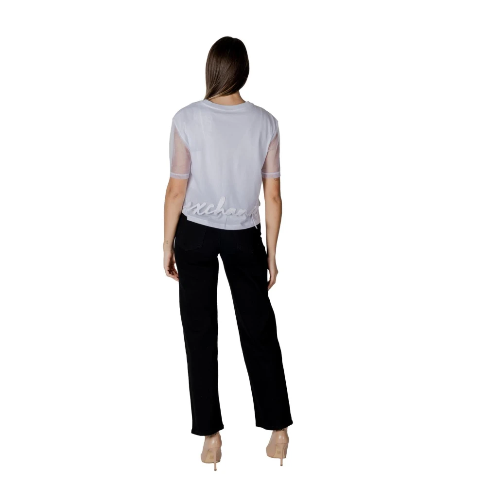 Armani Exchange Witte Katoenen T-shirt voor Vrouwen White Dames