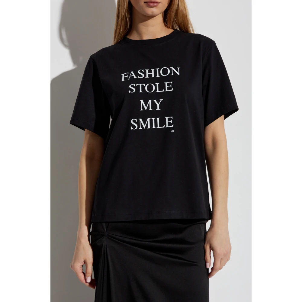 Victoria Beckham T-shirt met print Black Dames