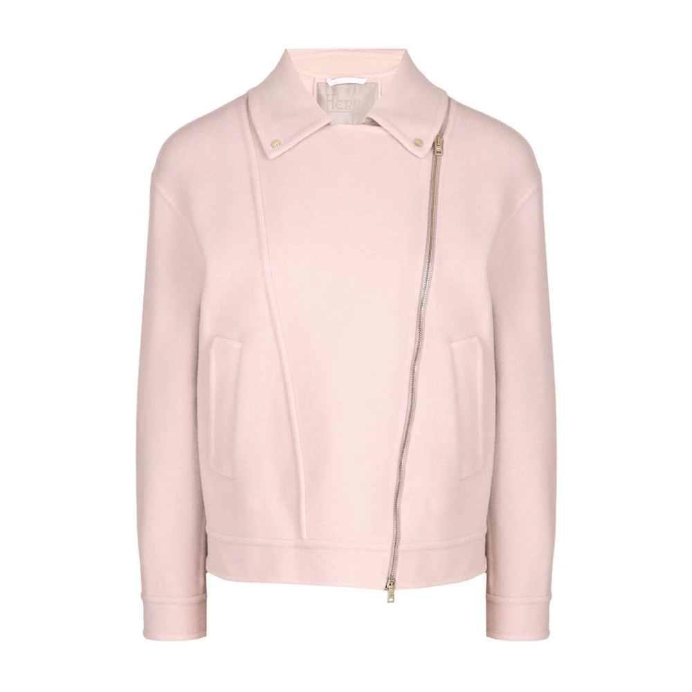 Herno Women's Pink Wool Biker Jacket - Light Jackets - M - Jackets