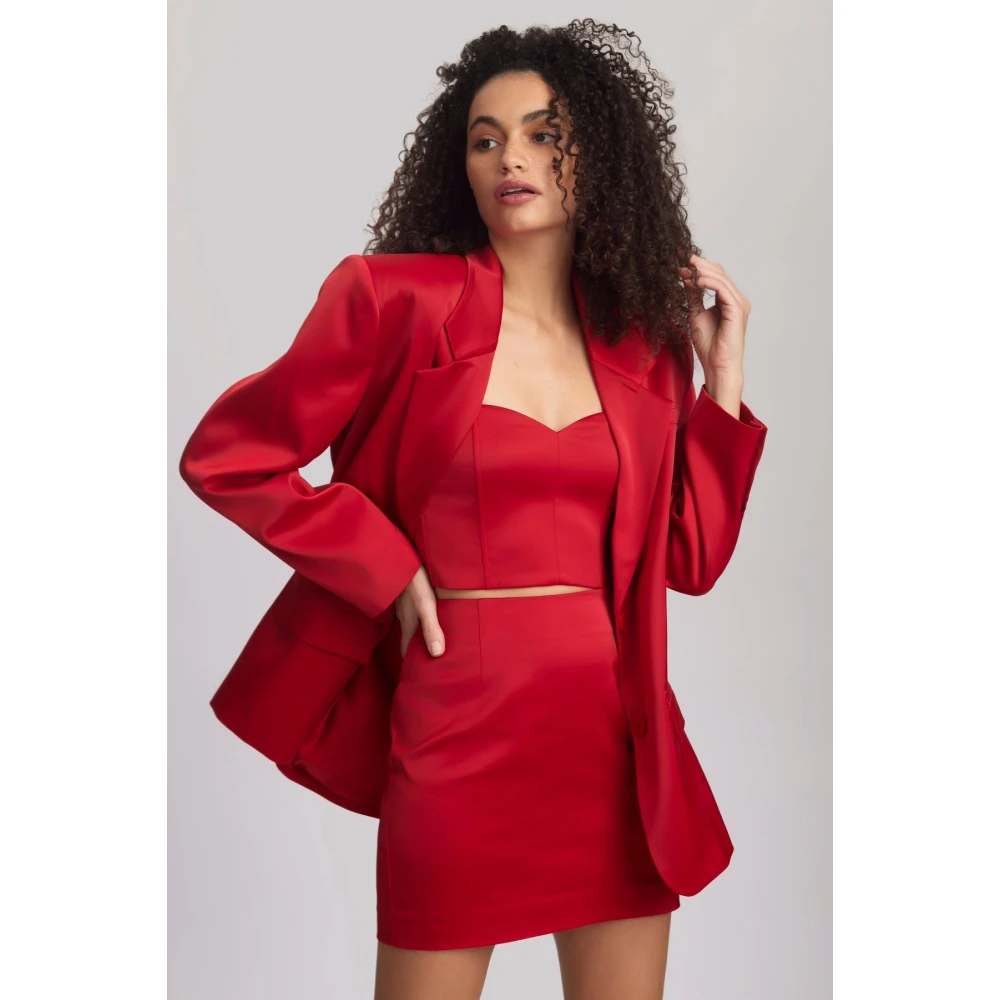 Gestuz Mouwloze Satijnen Top met Rits Red Dames