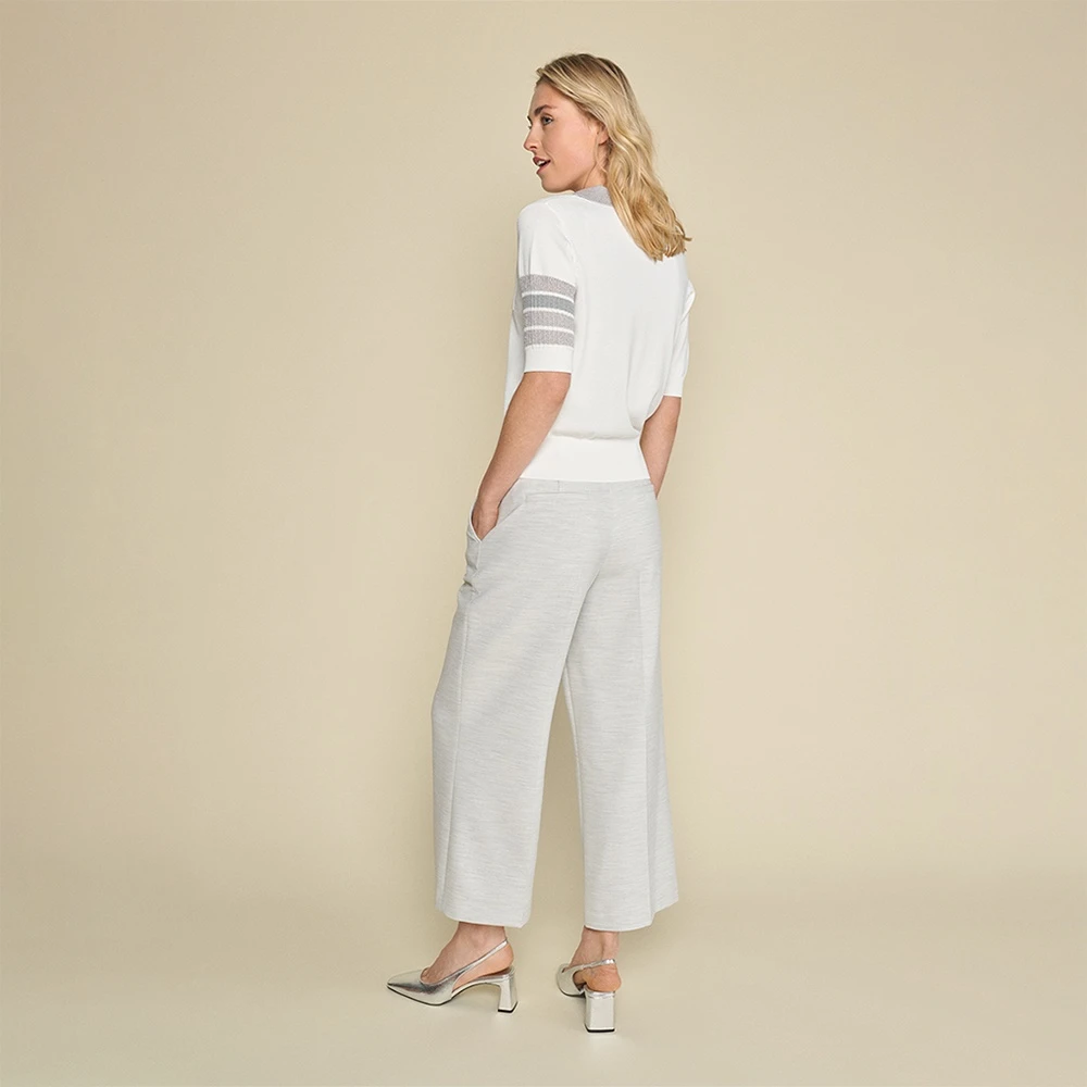 Marie Méro Wit Poloshirt met Grijze Kraag White Dames