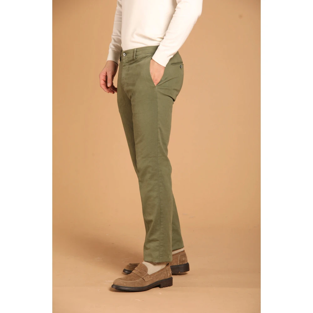 Mason's Stretch gabardine chino broek regular fit Green Heren