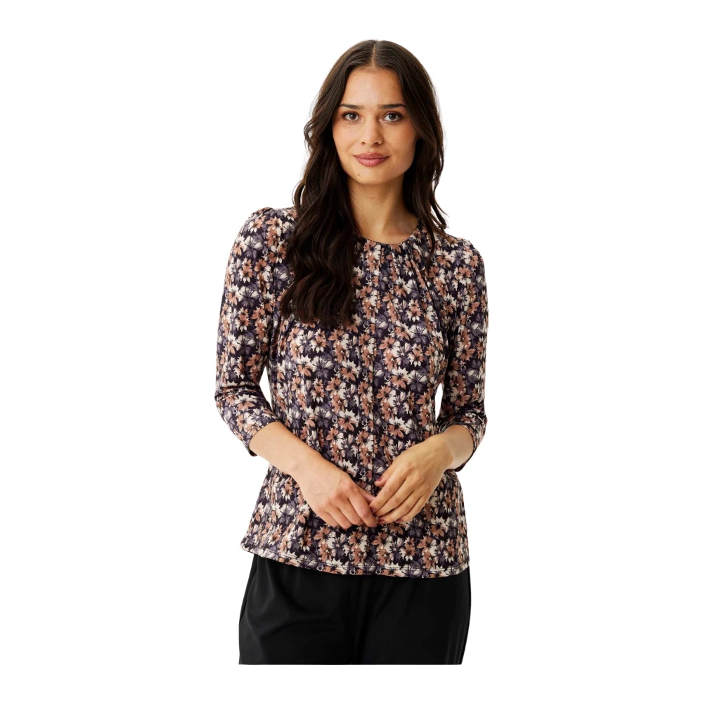 IN Front Marcia Blouse 3 4 Mouw Grijs Multicolor Dames