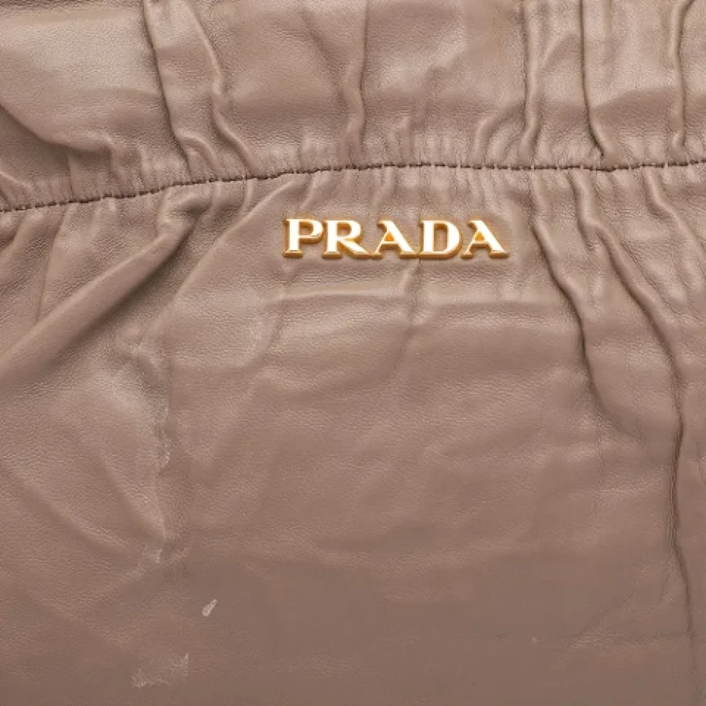 Prada Vintage Pre-owned Leather clutches Beige Dames