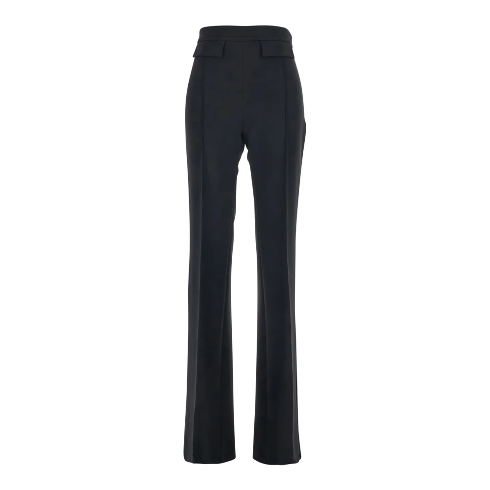 Elisabetta Franchi Women's Black Double-Layer Stretch Crepe Trousers - Straight Trousers - M - Trousers