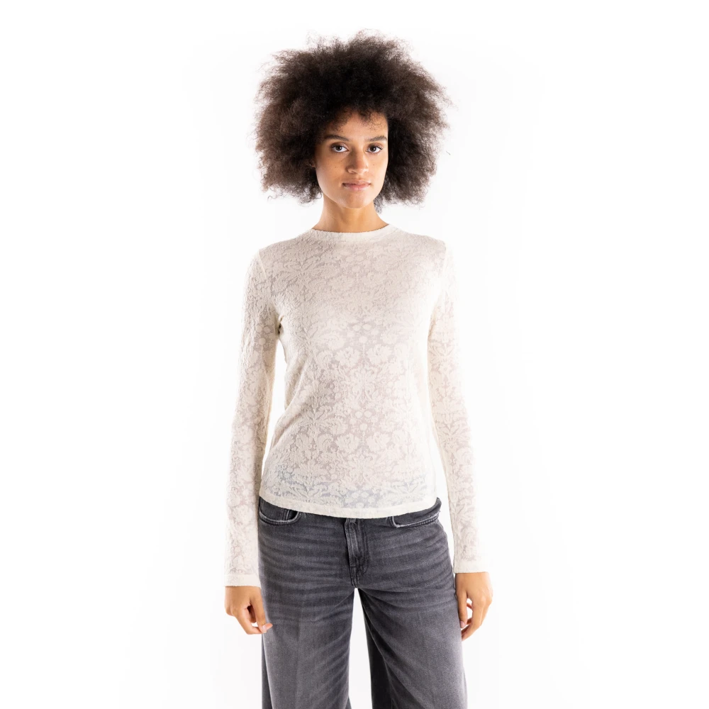 Pinko Vrouw Beige Truien & Vesten Dames, S, Wol, Rondgebreide Trui