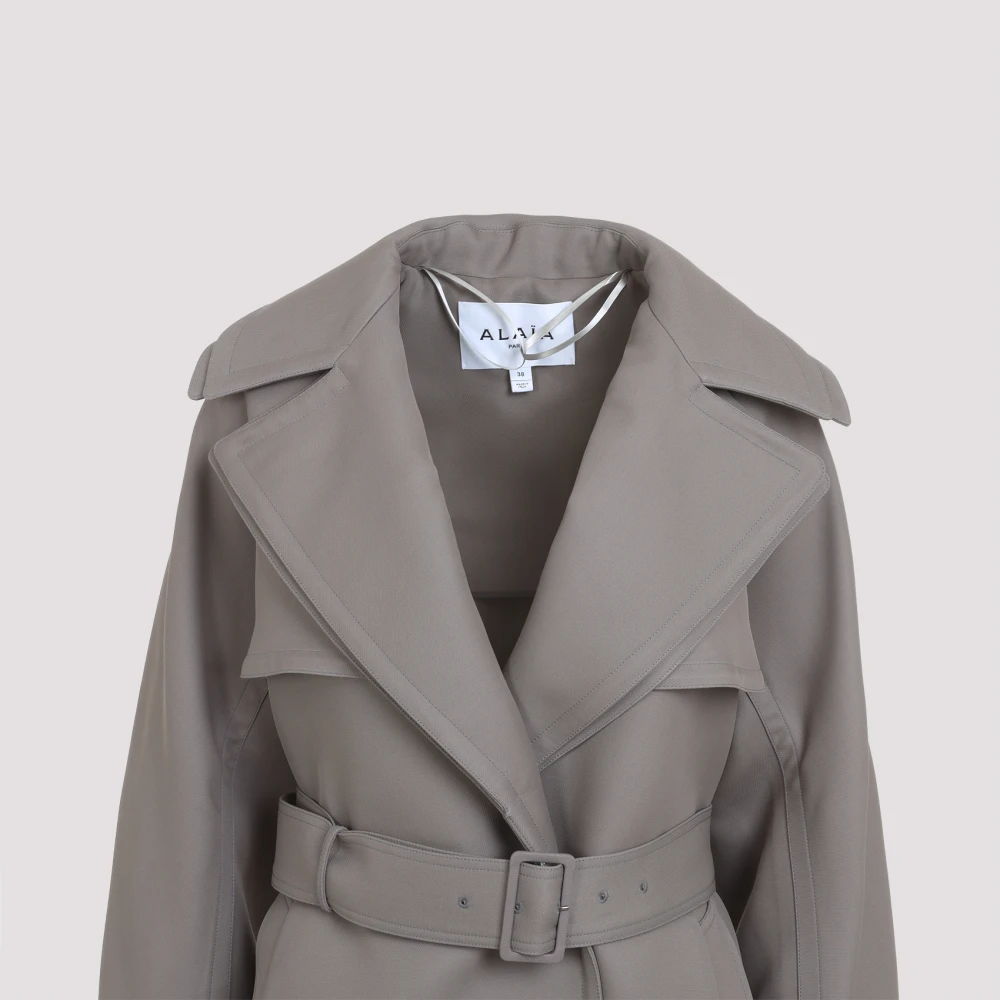 Alaïa Elegant Nude Neutrals Coat Gray Dames