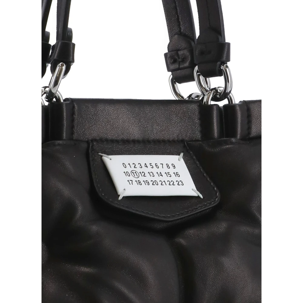 Maison Margiela Zwarte Leren Handtas Matelassè Effect Black Dames