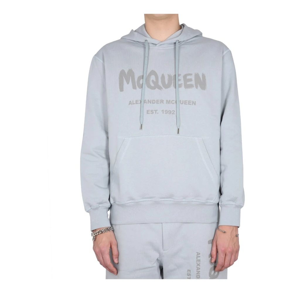 alexander mcqueen Hoodie Sweatshirt met Logodetail Gray Heren