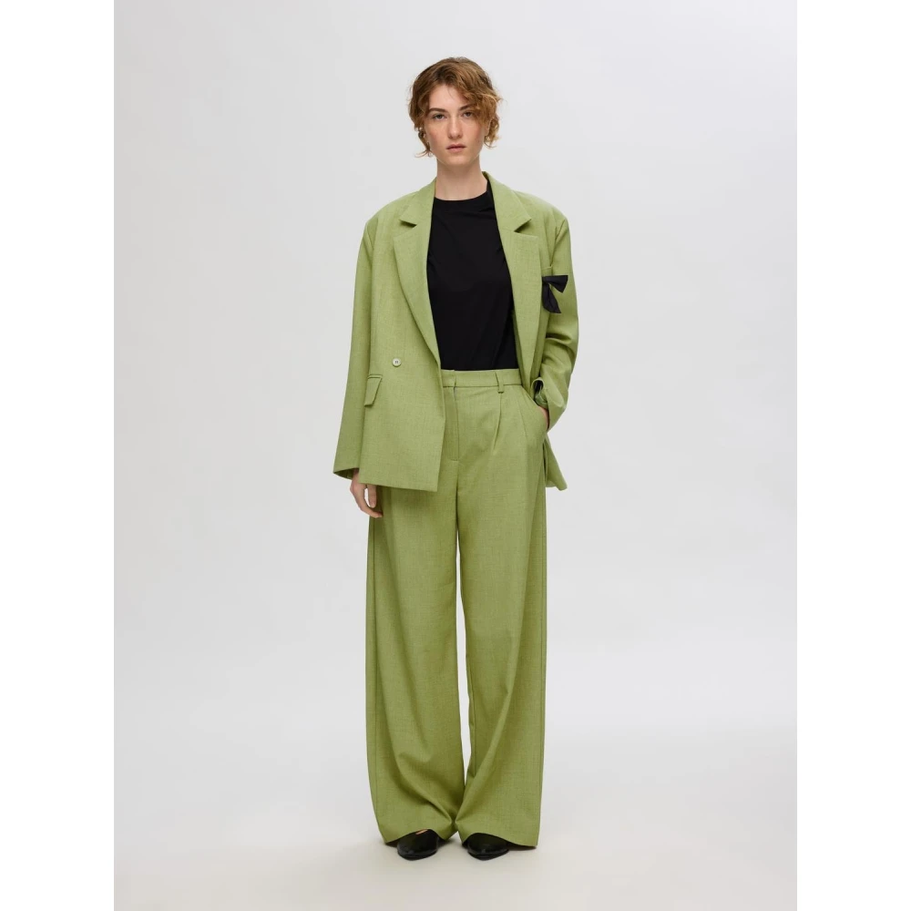 Selected Femme Wijde broek Green Dames