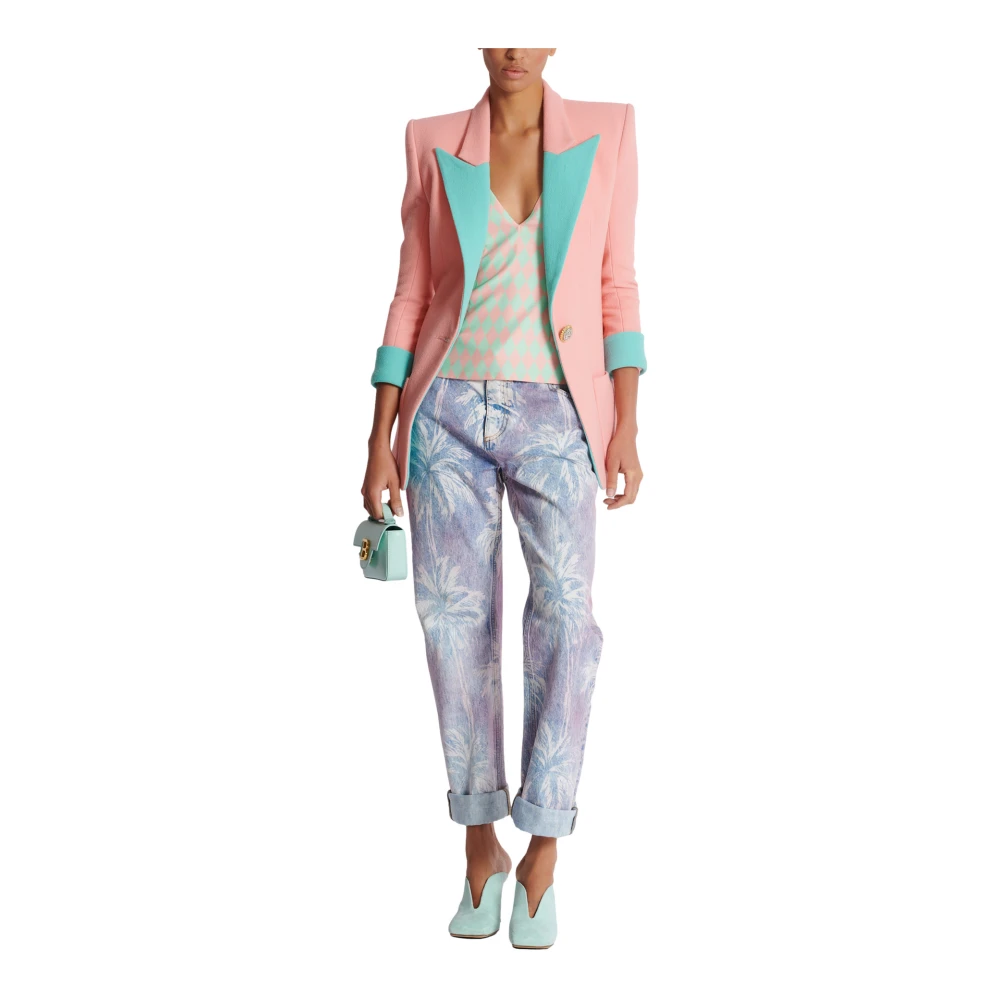 Balmain Zijden top met diamantprint Multicolor Dames