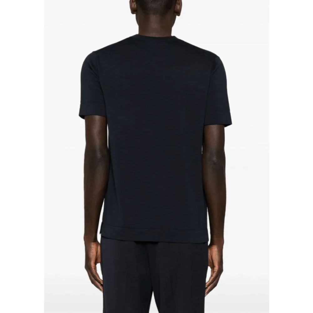 Brioni Navy Blauw Fijngebreid T-shirt Blue Heren