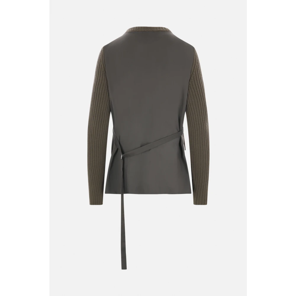 Ann Demeulemeester Geribbelde wollen trui met twill-paneel Green Dames
