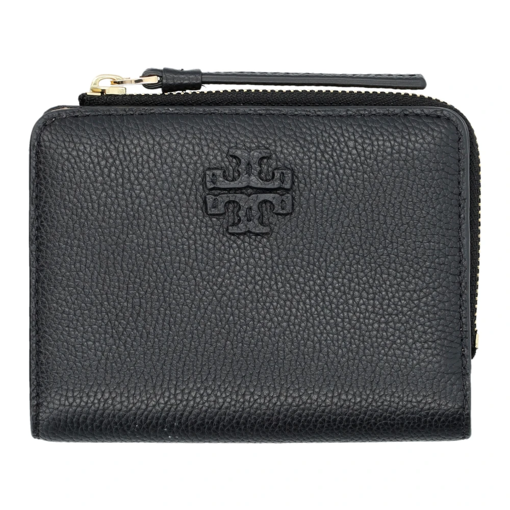 TORY BURCH Zwarte Pebbled Leren Bi-Fold Portemonnee Black Dames