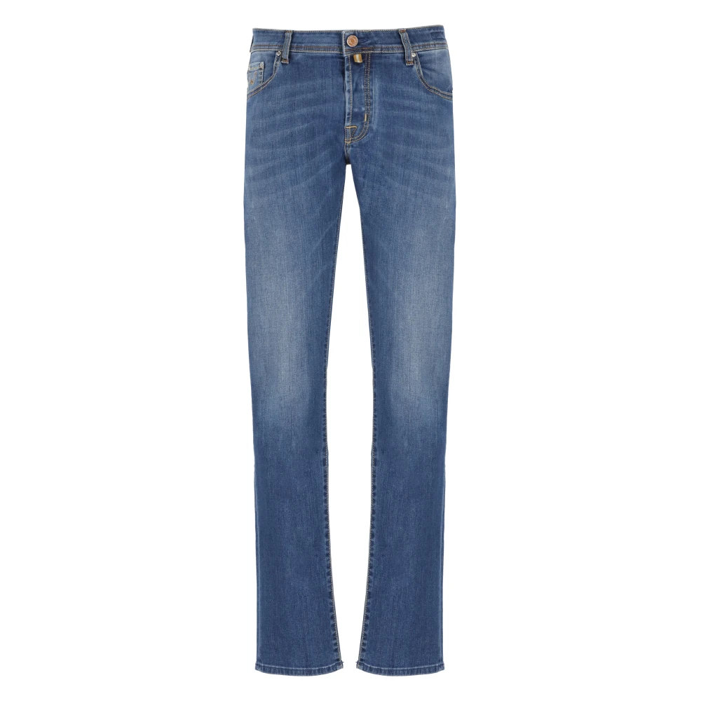 Jacob Cohën Blauwe Katoenen Jeans met Logo Patch Blue Heren