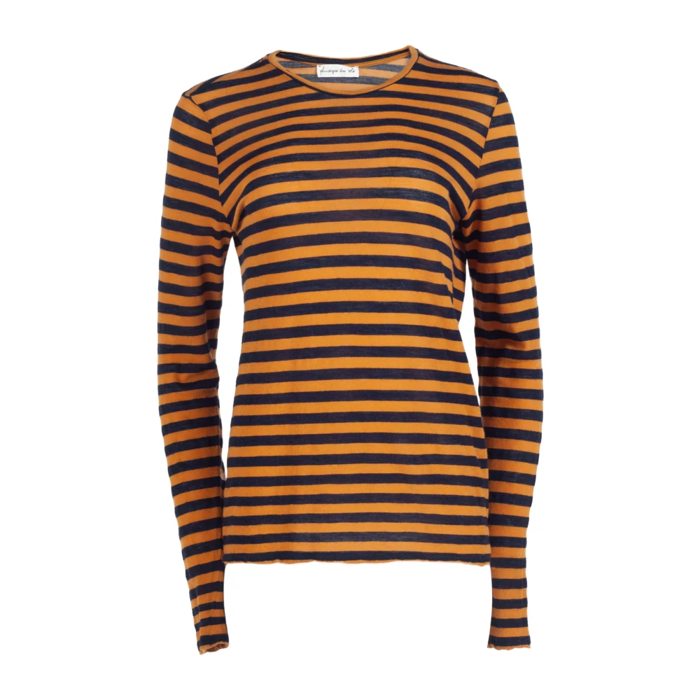 Phisique du Role Gestreept longsleeve T-shirt in zwart en brons Orange Dames