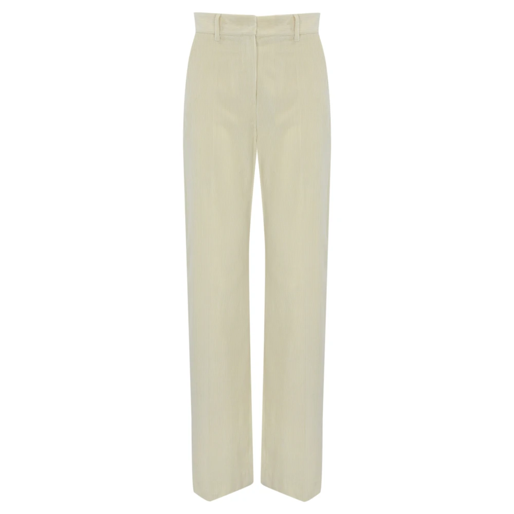 Max Mara Weekend Sammet Ribbade Byxor med Fickor Beige, Dam