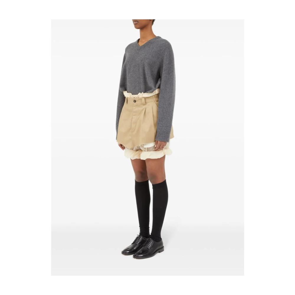Maison Margiela Beige Gelaagde Shorts Rode Zoom Beige Dames