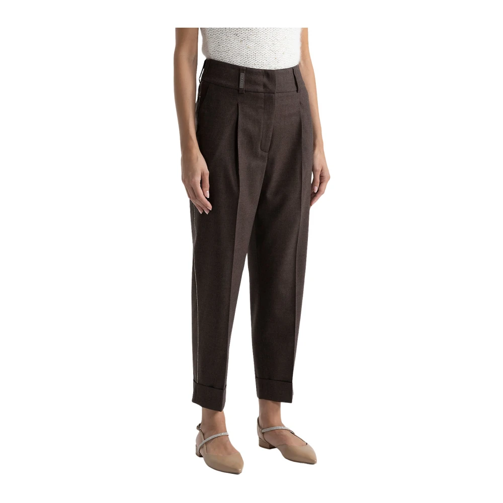 PESERICO Wol en kasjmier wortelbroek Brown Dames