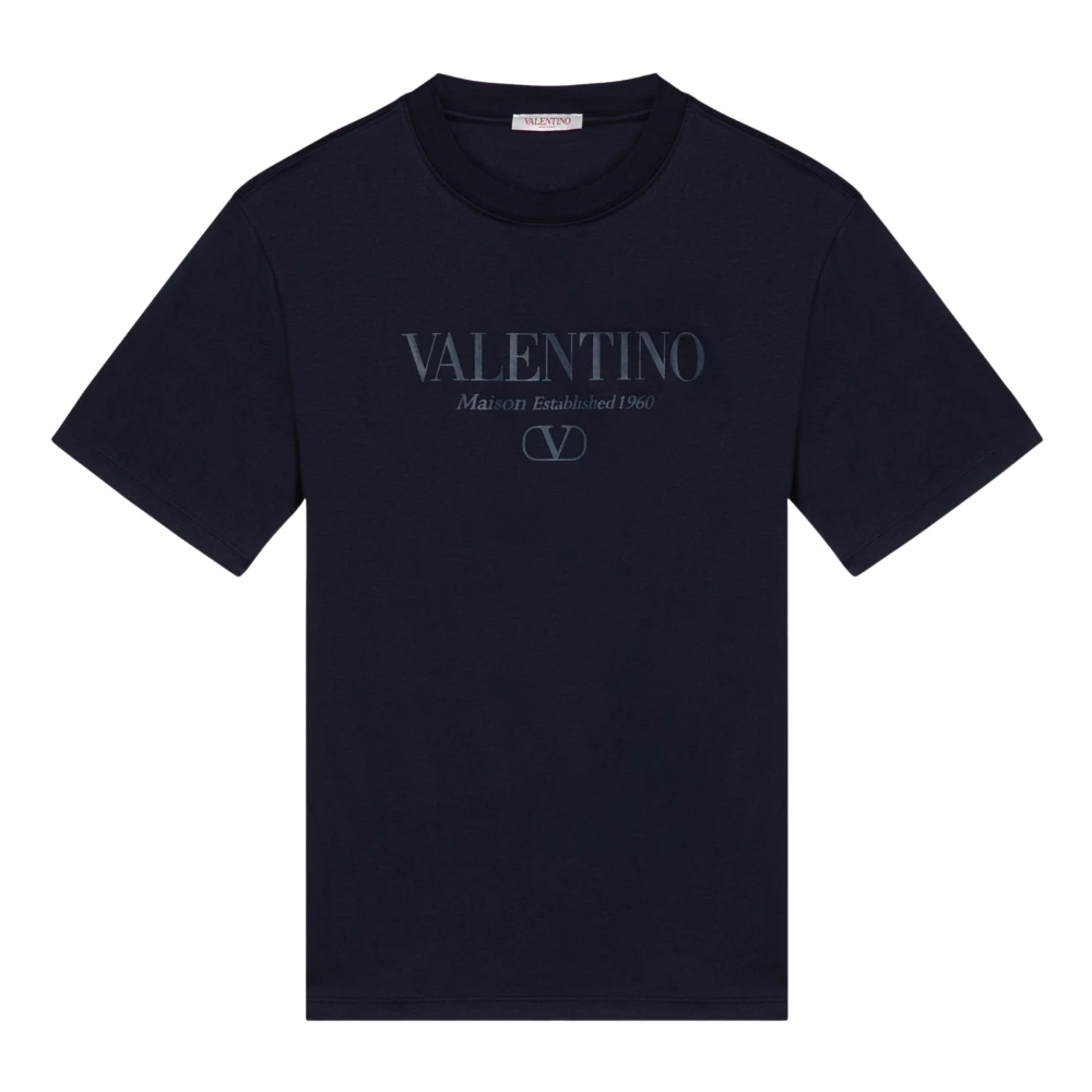 Valentino Garavani Korte Mouw Ronde Hals T-shirt Blue Heren