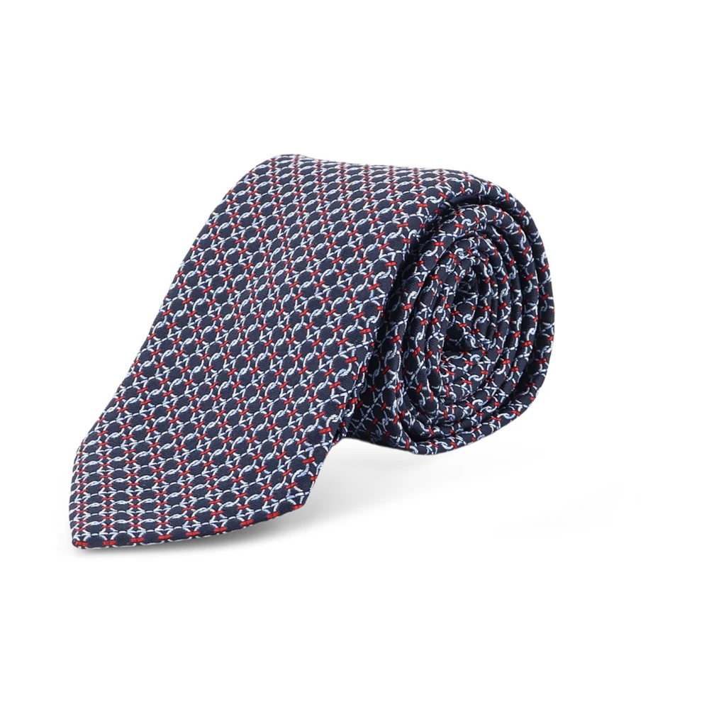Ferragamo , Ties, Male, Blue, One Size, Gancini Jacquard Silk Tie