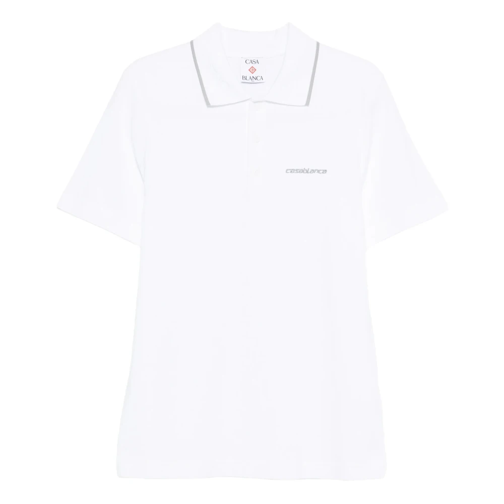 Casablanca Men's White Pique Polo Shirt
