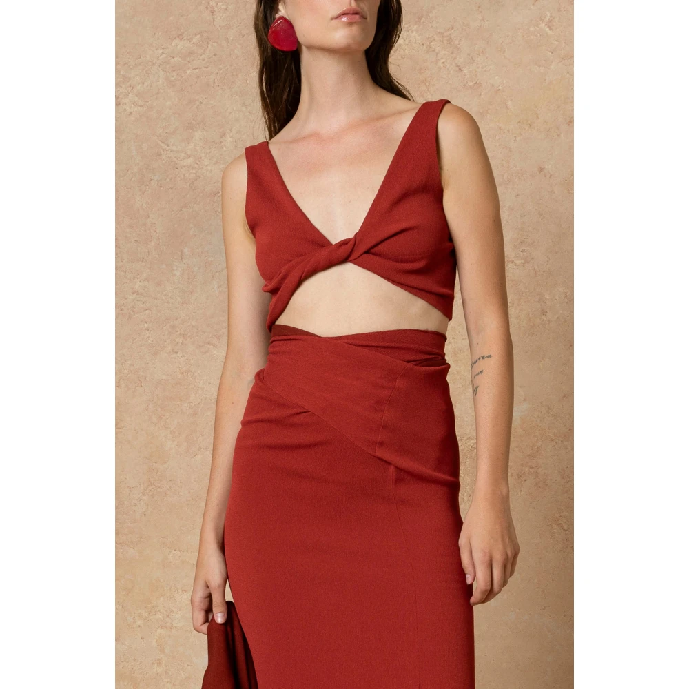 Cortana Wikkel midi rok karmijnrood Red Dames