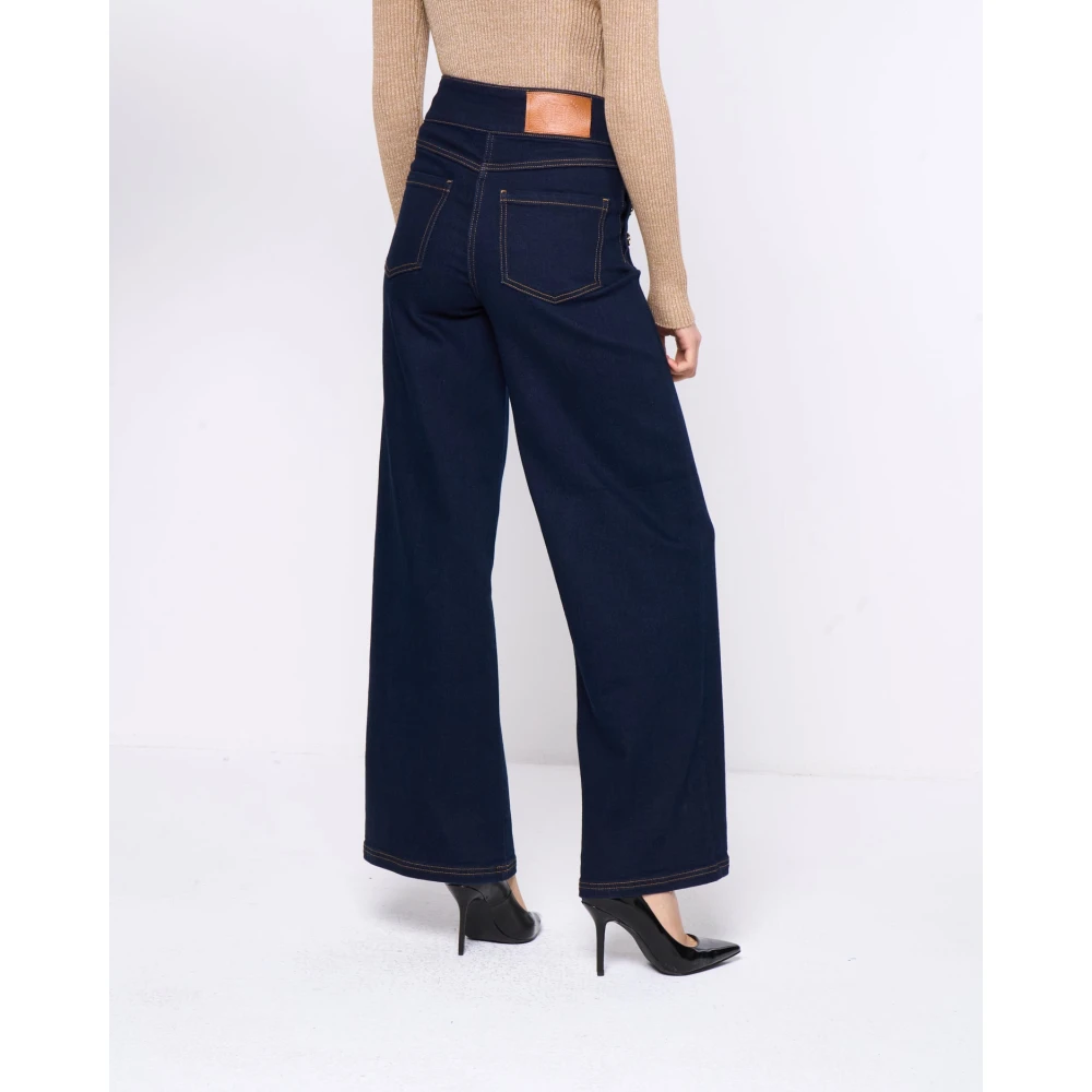 Silvian Heach Wijde Blauwe Broek Blue Dames