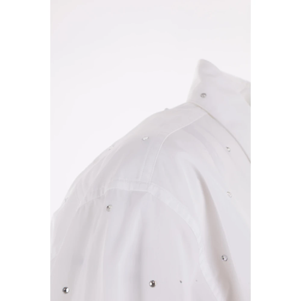 Stella Mccartney Witte Oversized Katoenen Shirt met All-Over Kristallen White Dames