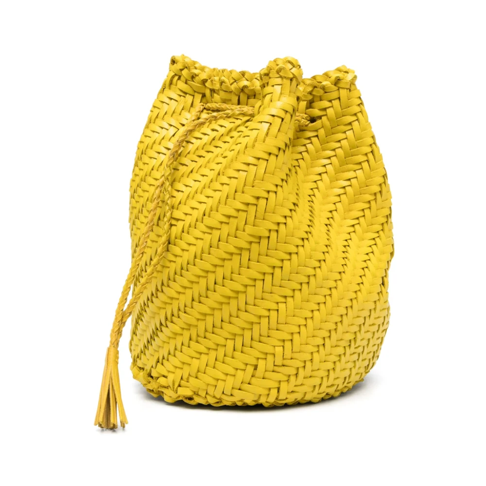 Dragon Diffusion Chartreuse Leren Trekkoordtas met Kwast Yellow Dames