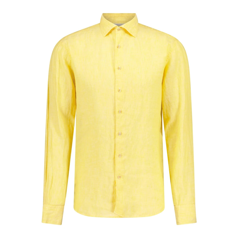 Stenströms Linnen Casual Shirt Yellow Heren