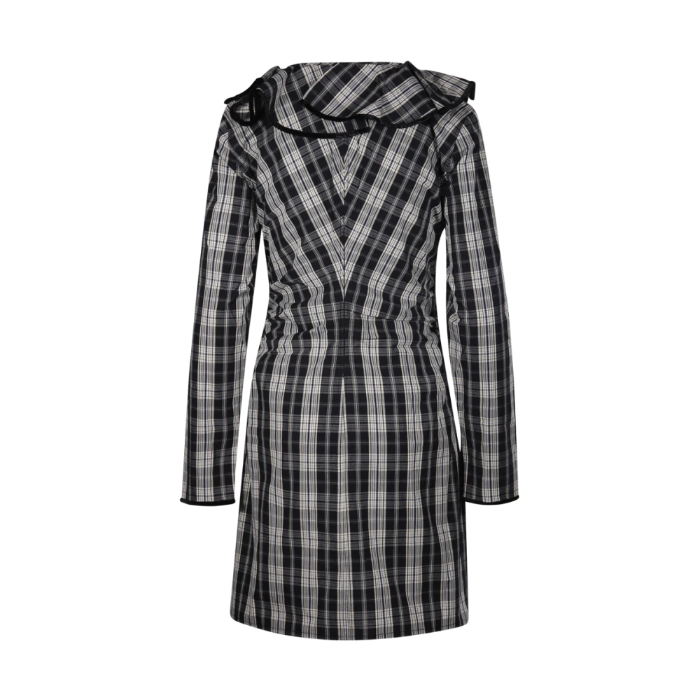 Ganni Zwarte Geruite Mini Jurk Black Dames