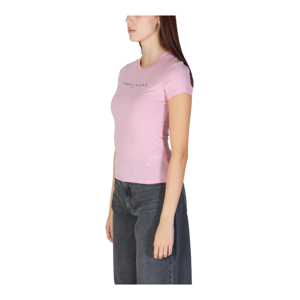 Tommy Jeans Roze Crew Neck Katoenen T-shirt Pink Dames