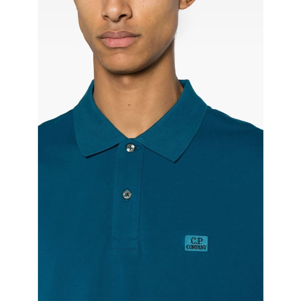 C.P. Company Blauw Logo Polo Shirt van CP Company Blue Heren