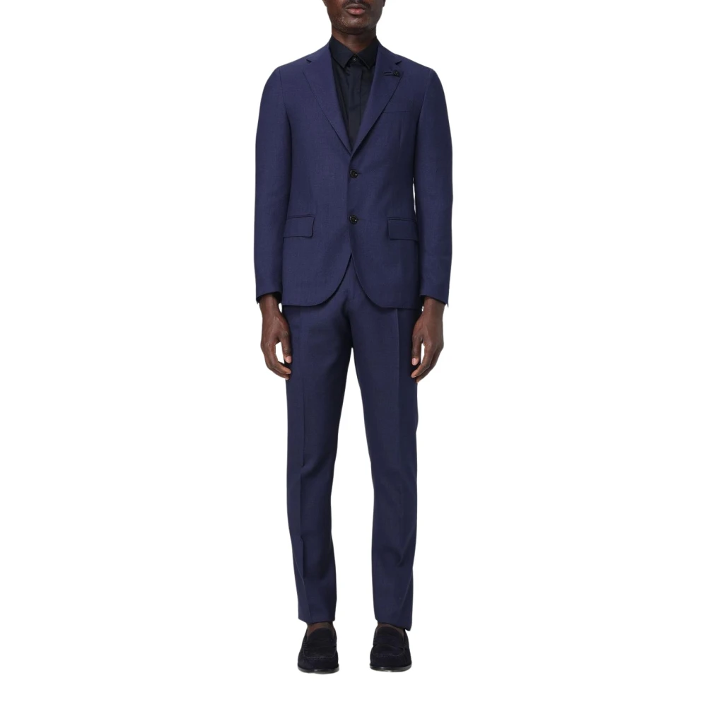 Lardini Men's Blue Slim Fit Two-Piece Suit - Single Breasted Suits - M - Suits