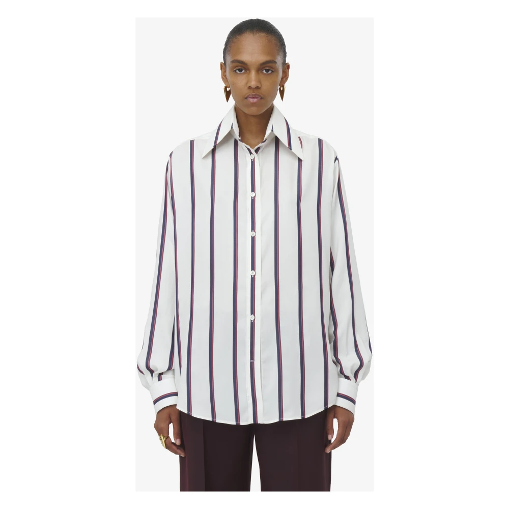 alexander mcqueen Zijden College Stripe Print Overhemd White Dames