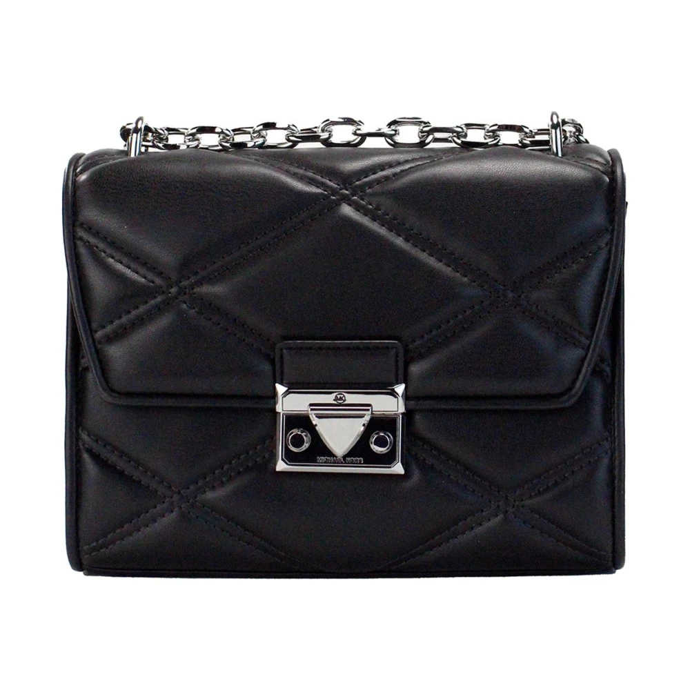 Michael Kors Zwarte Diamant Gewatteerde Schoudertas Black Dames