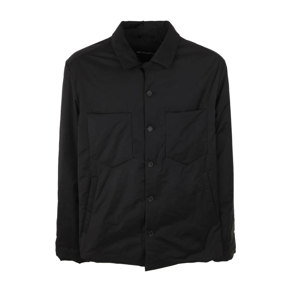 Neil Barrett Zwarte Box-Front Nylon Shirt Black Heren