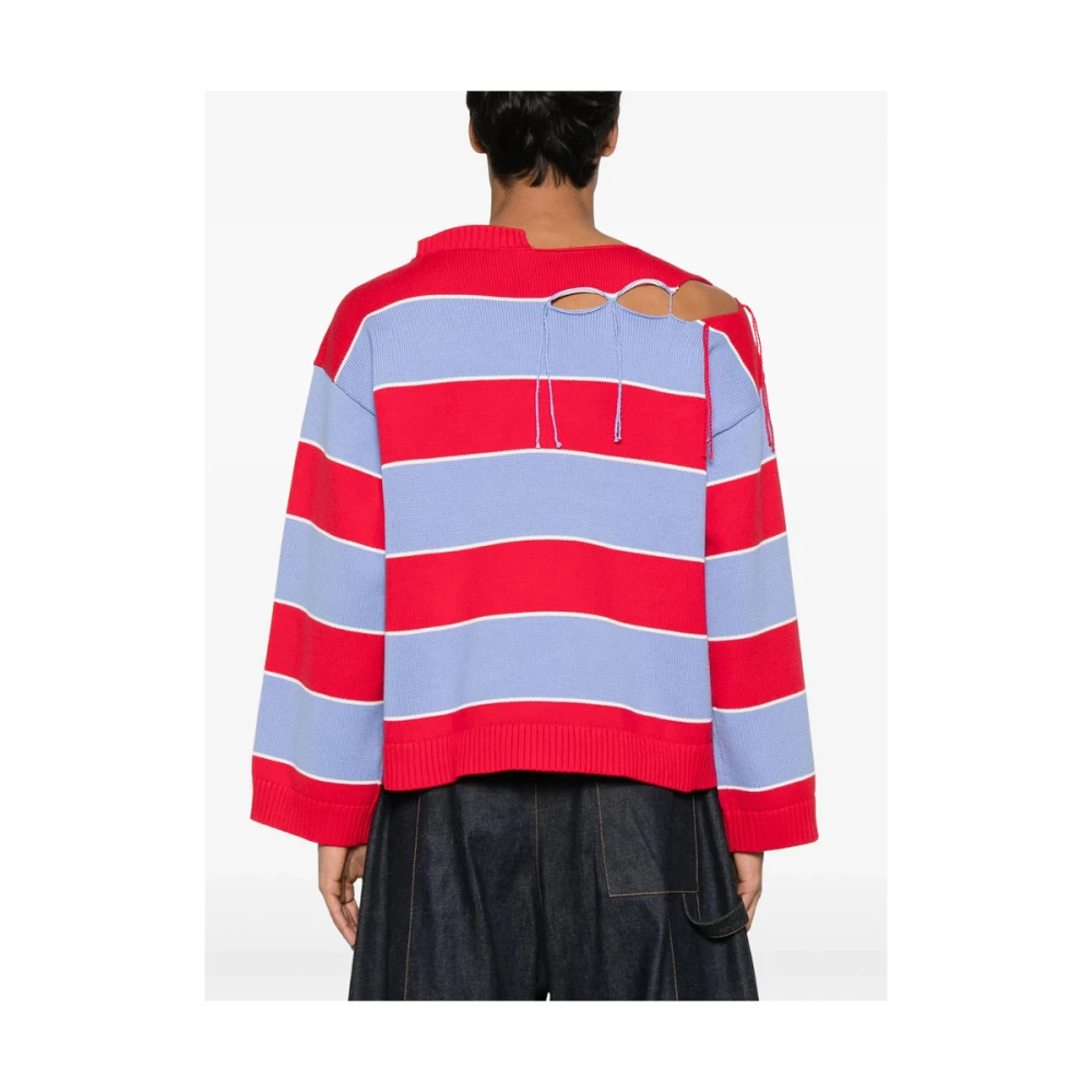 Loverboy by Charles Jeffrey Rode Boothals Trui met Banddetail Multicolor Heren