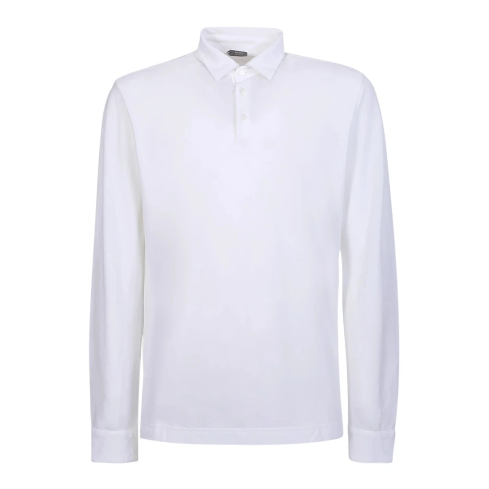 Zanone White Cotton Long Sleeve Polo Shirt - Male - Polo Shirts - 3XL - Tops