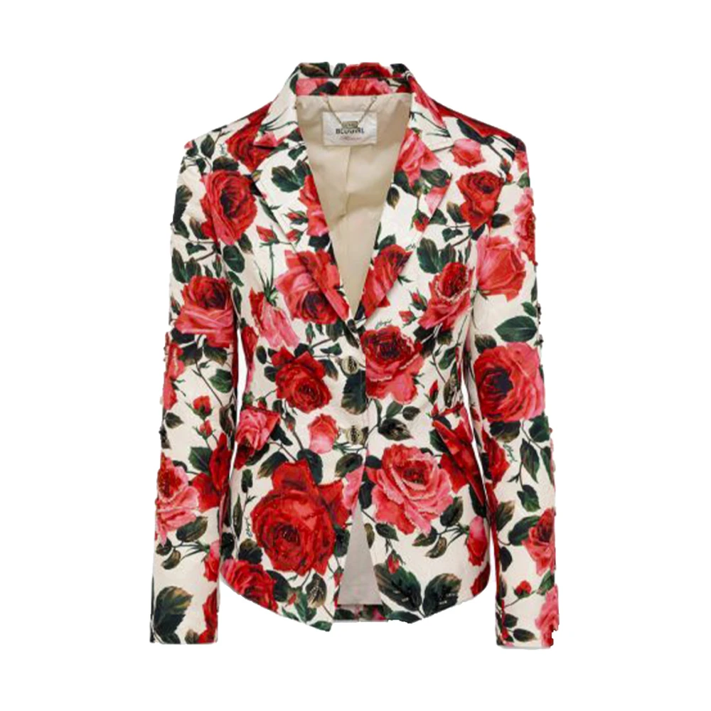 Blugirl Jacquard Rozen Single Breasted Blazer Red Dames