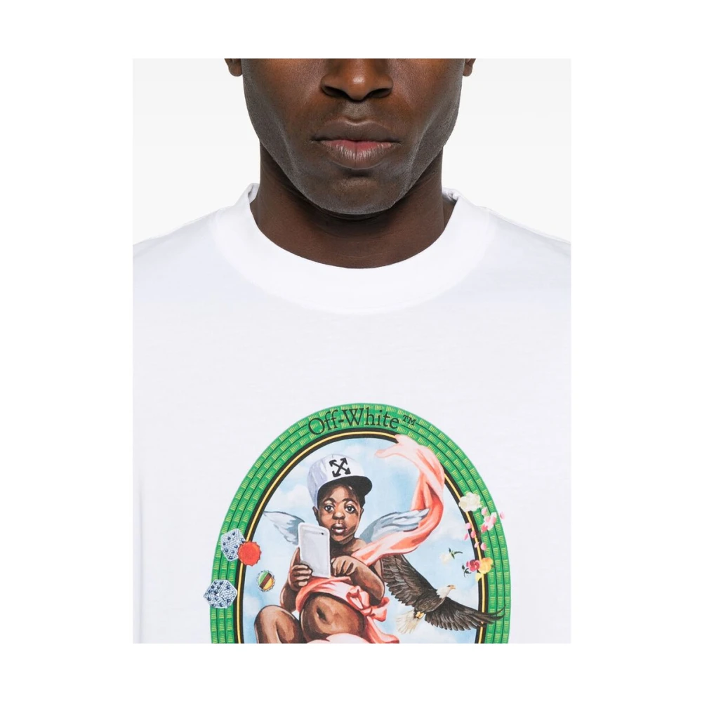 Off White Grafische Print Crew Neck T-shirt White Heren