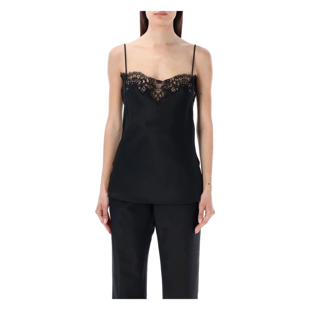 Stella Mccartney Zwarte kanten top met verstelbare bandjes Black Dames