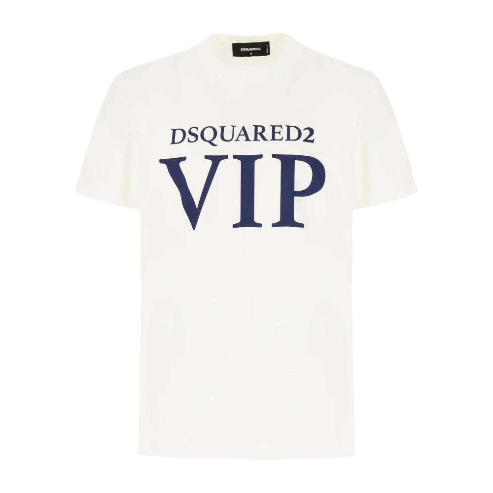 Dsquared2 Logo Print Katoenen T-shirt Natuurlijk White Heren